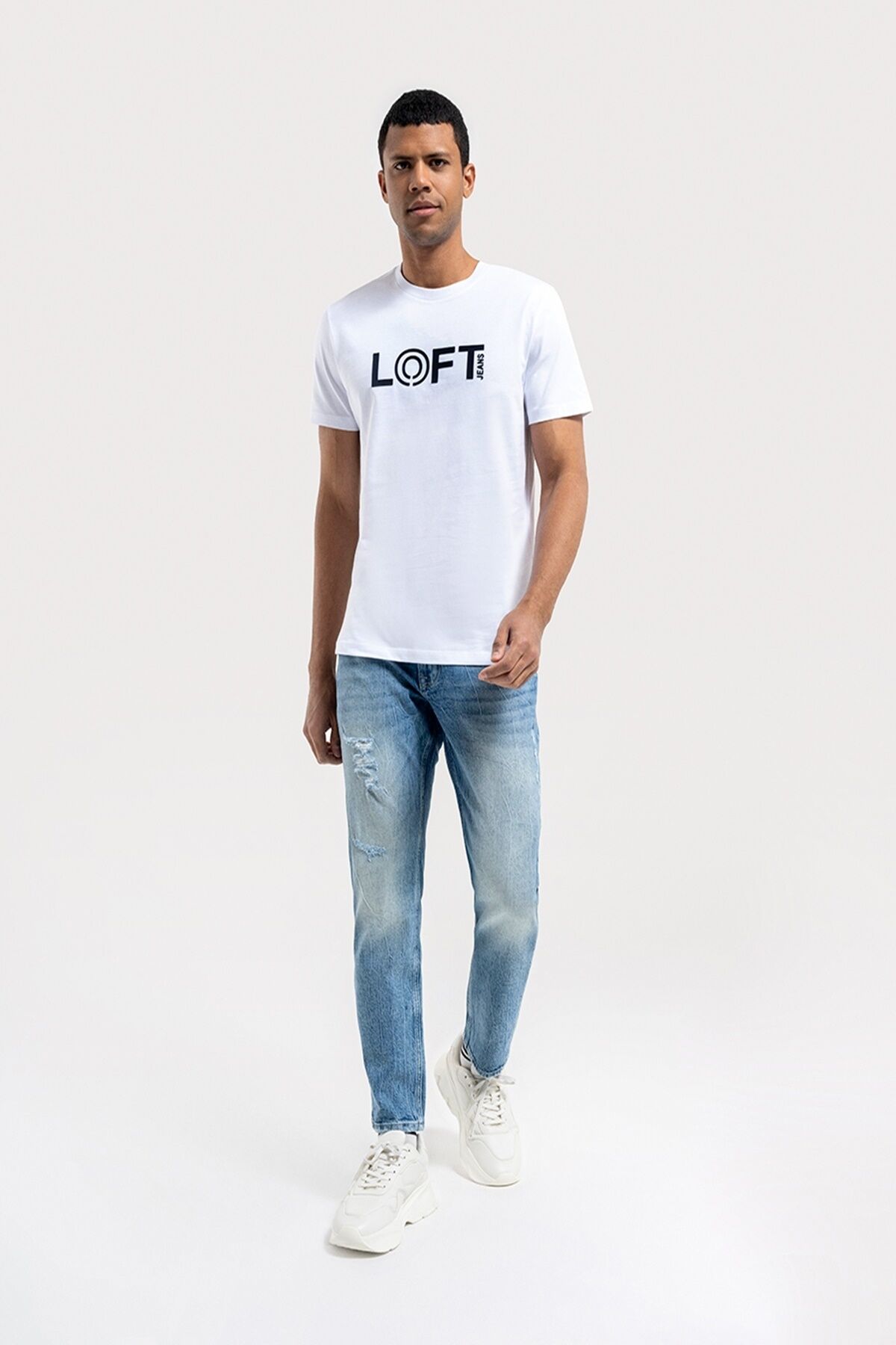 Loft 2035973 Beyaz Erkek Regular Fit Bisiklet Yaka Normal Kesim Loft Baskılı %100 Pamuk Tşört