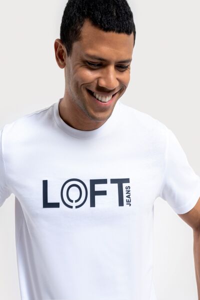 Loft 2035973 Beyaz Erkek Regular Fit Bisiklet Yaka Normal Kesim Loft Baskılı %100 Pamuk Tşört