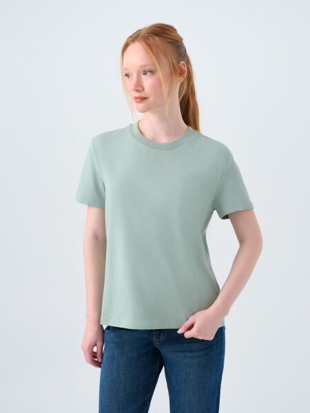 Loft LF2036285 Yeşil Kadın Bisiklet Yaka T-shirt