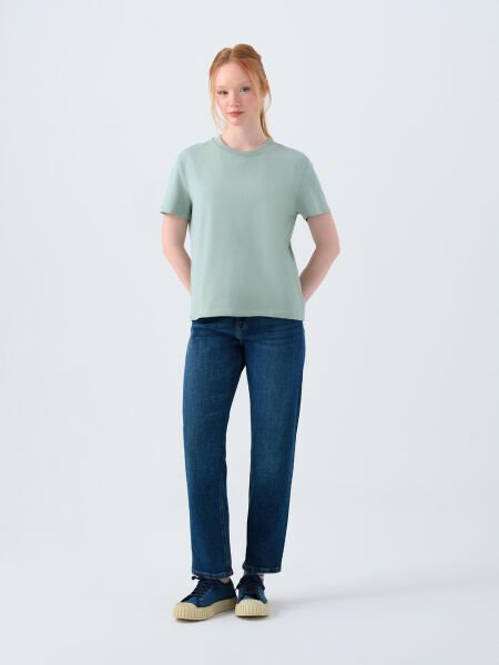 Loft LF2036285 Yeşil Kadın Bisiklet Yaka T-shirt