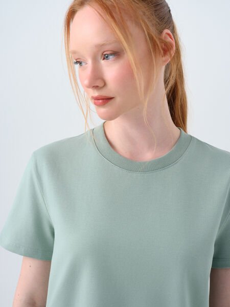 Loft LF2036285 Yeşil Kadın Bisiklet Yaka T-shirt