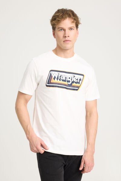 Wrangler W753EEW04 Beyaz Erkek Wrangler Yazılı Regular Fit Bisiklet Yaka T-shirt