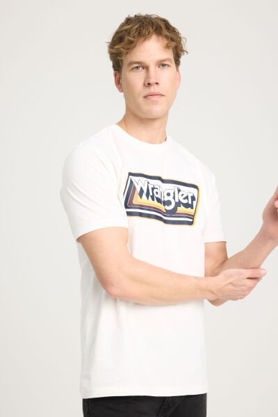 Wrangler W753EEW04 Beyaz Erkek Wrangler Yazılı Regular Fit Bisiklet Yaka T-shirt