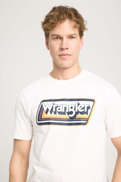 Wrangler W753EEW04 Beyaz Erkek Wrangler Yazılı Regular Fit Bisiklet Yaka T-shirt