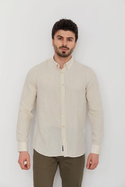 Cazador 23YCEED02007 Erkek Bej Uzun Kol Gömlek