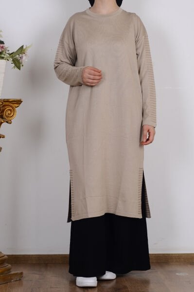 Armine 25YTD4117 Koyu Taş Kadın Bisiklet Yaka Triko Tunik