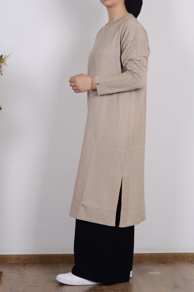 Armine 25YTD4117 Koyu Taş Kadın Bisiklet Yaka Triko Tunik