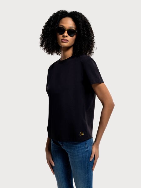 Loft LF2036285 Siyah Kadın Bisiklet Yaka T-shirt