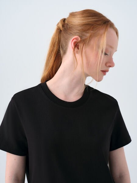 Loft LF2036285 Siyah Kadın Bisiklet Yaka T-shirt