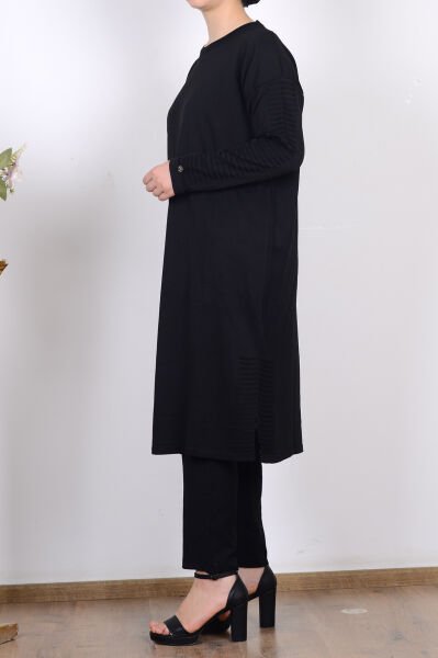 Armine 25YTD4117 Siyah Kadın Bisiklet Yaka Triko Tunik