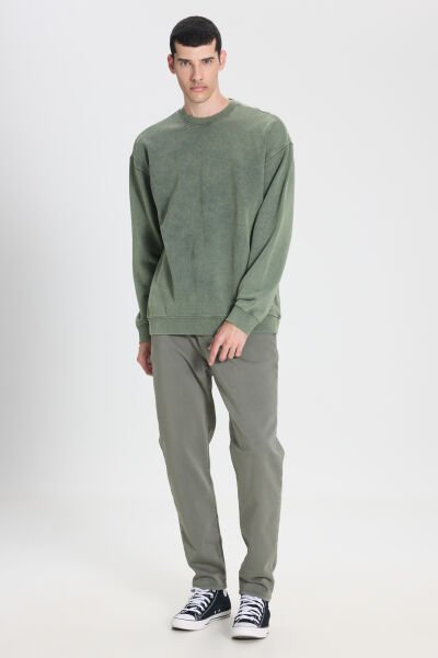 Lee LM043002801 Jogger Non Denim Haki Erkek Belden Lastikli Ve İp Detaylı Pantalon