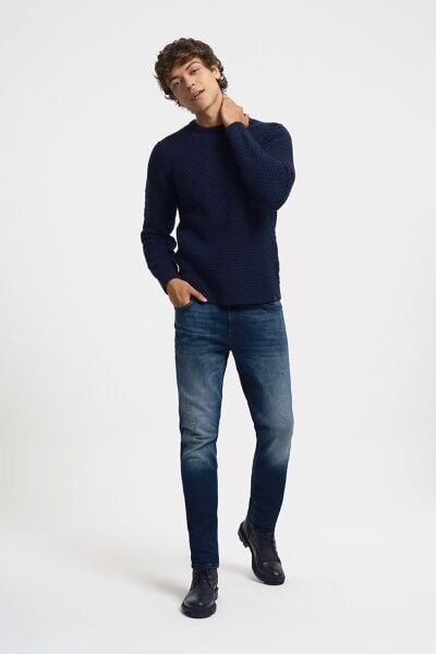 Loft 2033902 Lacivert Bisiklet Yaka Örgülü Erkek Kazak