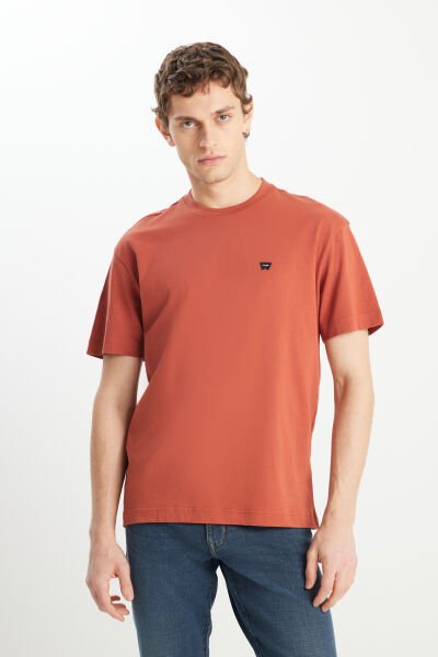Wrangler MW7NM203877222 Kiremit Erkek Relax Fit Bisiklet Yaka T-shirt