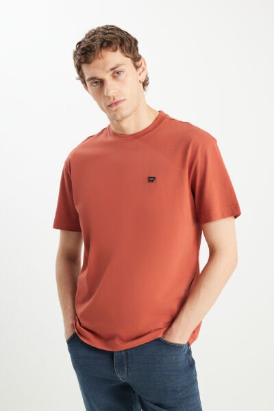Wrangler MW7NM203877222 Kiremit Erkek Relax Fit Bisiklet Yaka T-shirt
