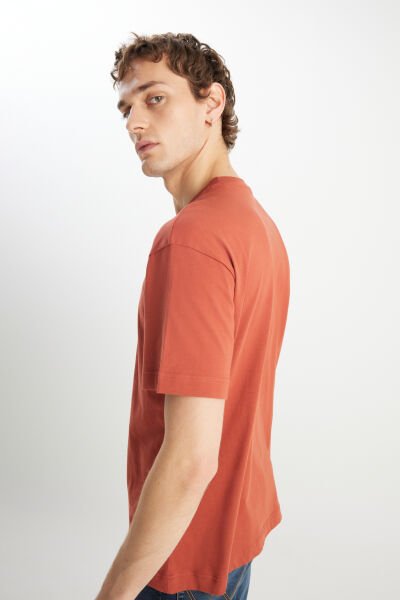 Wrangler MW7NM203877222 Kiremit Erkek Relax Fit Bisiklet Yaka T-shirt