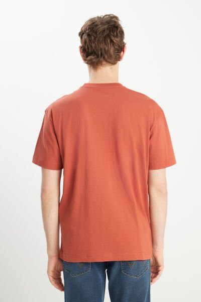 Wrangler MW7NM203877222 Kiremit Erkek Relax Fit Bisiklet Yaka T-shirt