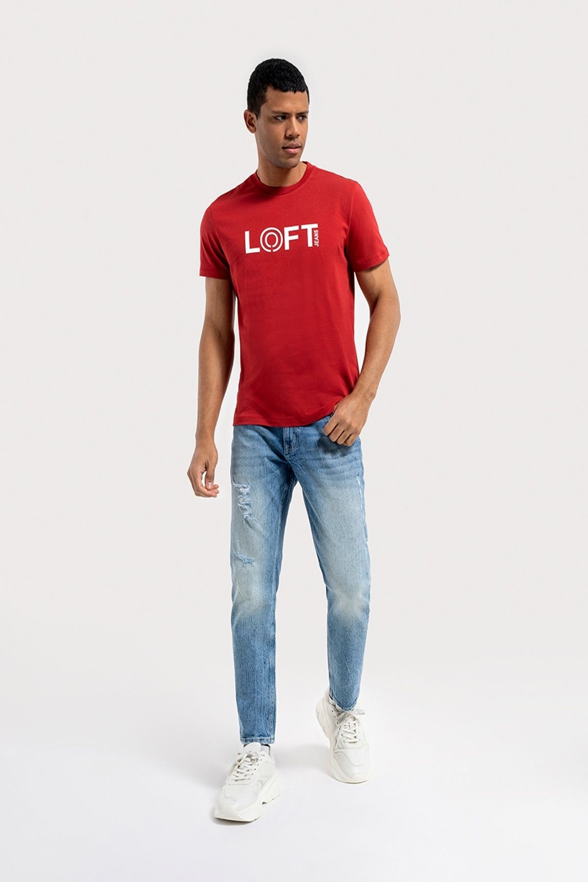 Loft 2035973 Kırmızı Erkek Regular Fit Bisiklet Yaka Normal Kesim Loft Baskılı %100 Pamuk Tşört
