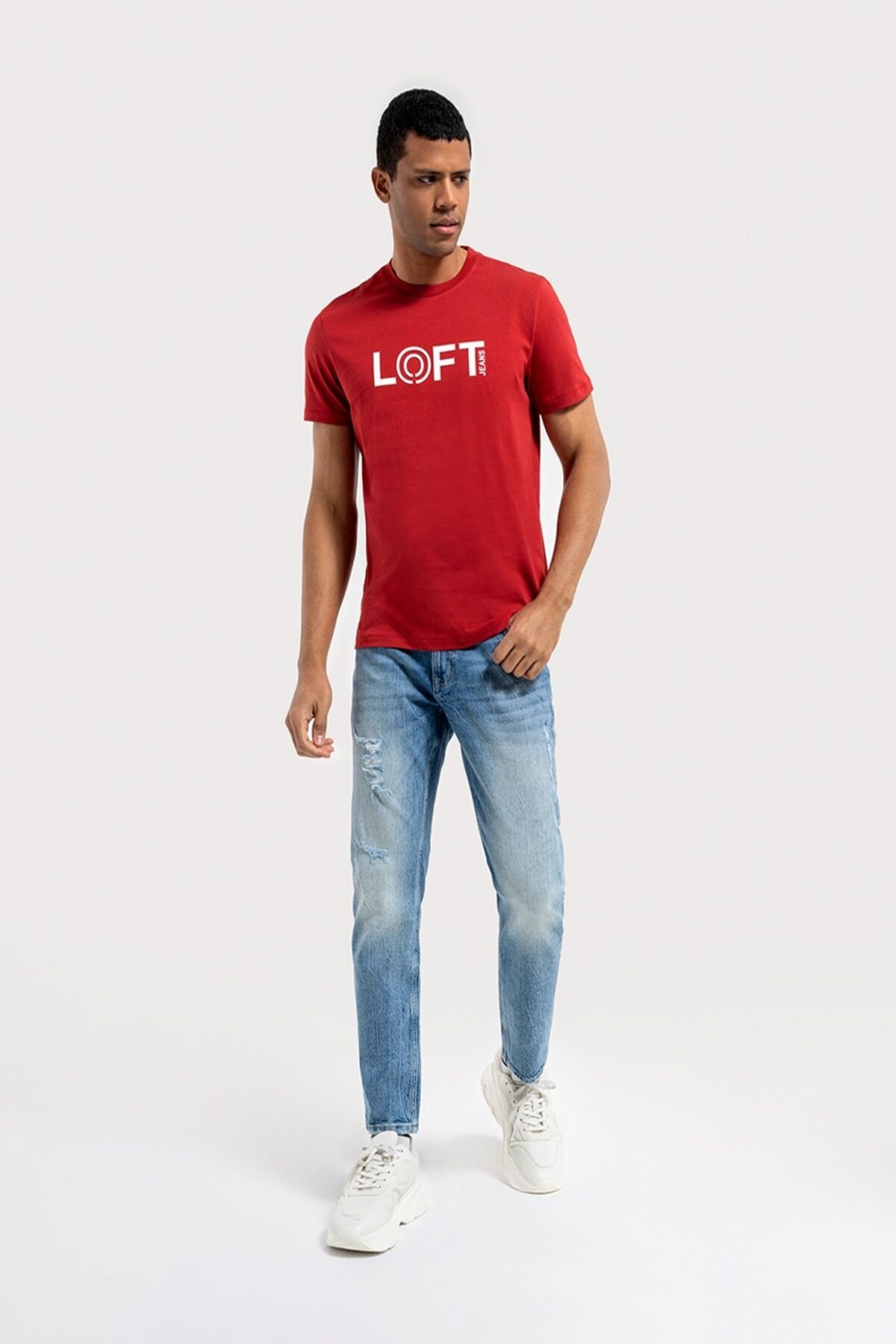 Loft 2035973 Kırmızı Erkek Regular Fit Bisiklet Yaka Normal Kesim Loft Baskılı %100 Pamuk Tşört