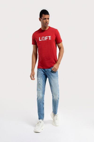 Loft 2035973 Kırmızı Erkek Regular Fit Bisiklet Yaka Normal Kesim Loft Baskılı %100 Pamuk Tşört