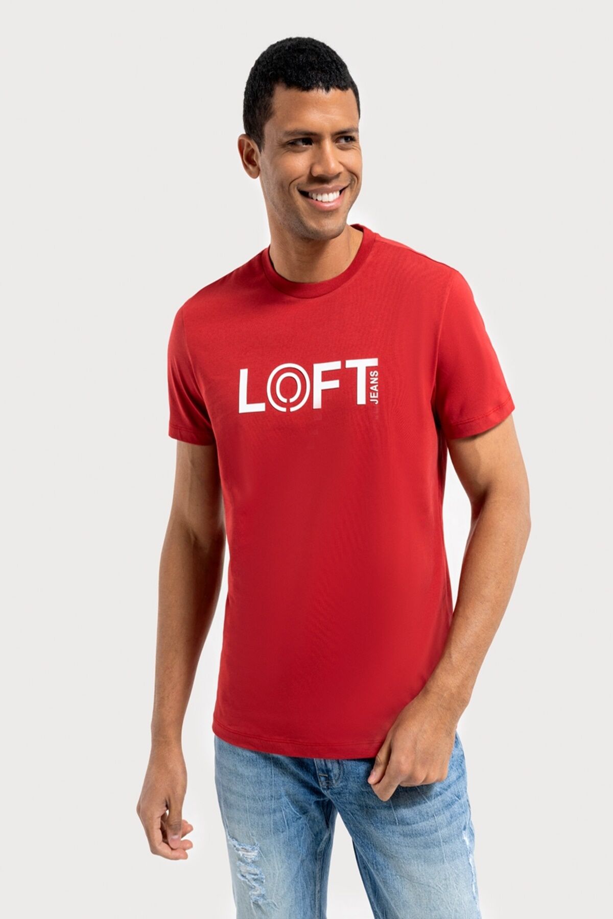 Loft 2035973 Kırmızı Erkek Regular Fit Bisiklet Yaka Normal Kesim Loft Baskılı %100 Pamuk Tşört