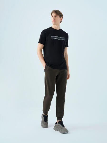 Loft 2038585 Siyah Erkek Premium Kabartma Logolu Regular Fit Bisiklet Yaka T-Shirt