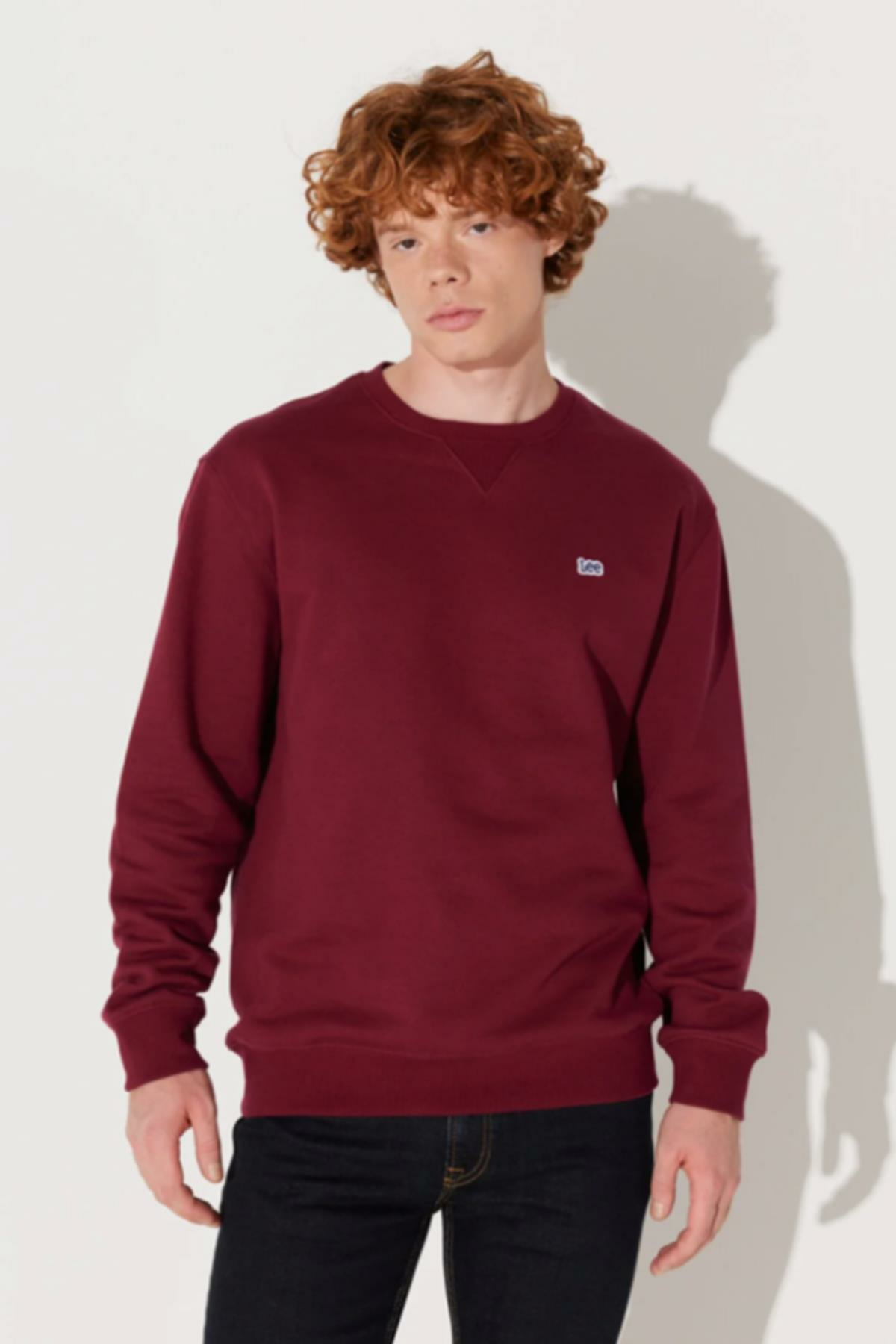 Lee L81IRYA84 Bordo Biskilet Yaka Erkek Sweatshirt