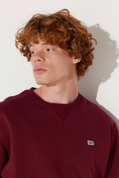 Lee L81IRYA84 Bordo Biskilet Yaka Erkek Sweatshirt