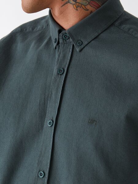 Loft 2030872 Haki Erkek Regular Fit Normal Yaka %100 Pamuk Keten Gömlek