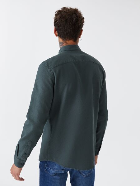 Loft 2030872 Haki Erkek Regular Fit Normal Yaka %100 Pamuk Keten Gömlek