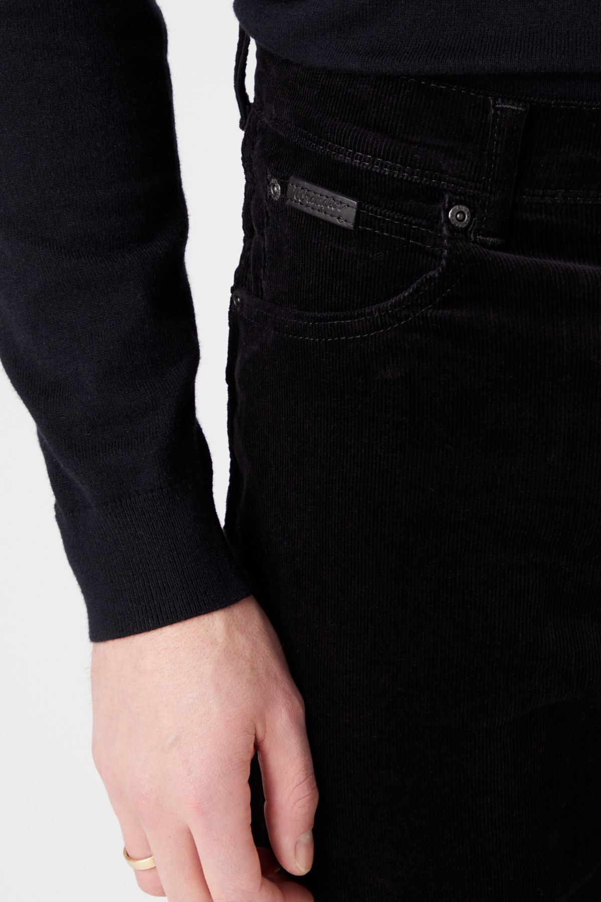 Wrangler W12SEC100 Texas Silim Siyah Erkek Normal Bel Normal Paça Kadife Pantalon