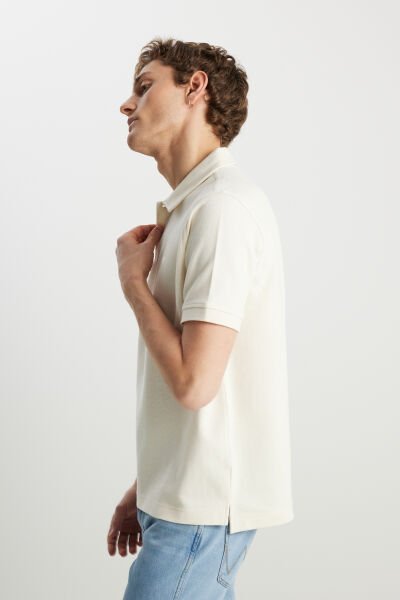 Wrangler W2510720104 Ekru Erkek Regular Fit Polo Yaka T-shirt