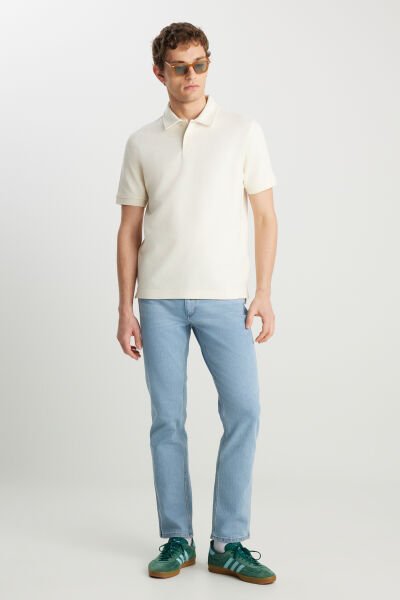 Wrangler W2510720104 Ekru Erkek Regular Fit Polo Yaka T-shirt