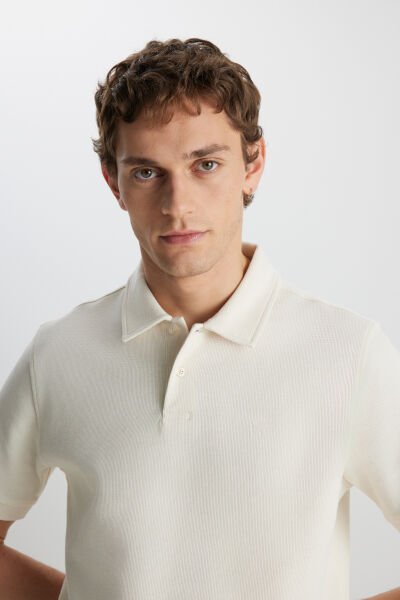 Wrangler W2510720104 Ekru Erkek Regular Fit Polo Yaka T-shirt