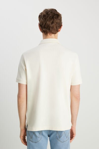 Wrangler W2510720104 Ekru Erkek Regular Fit Polo Yaka T-shirt