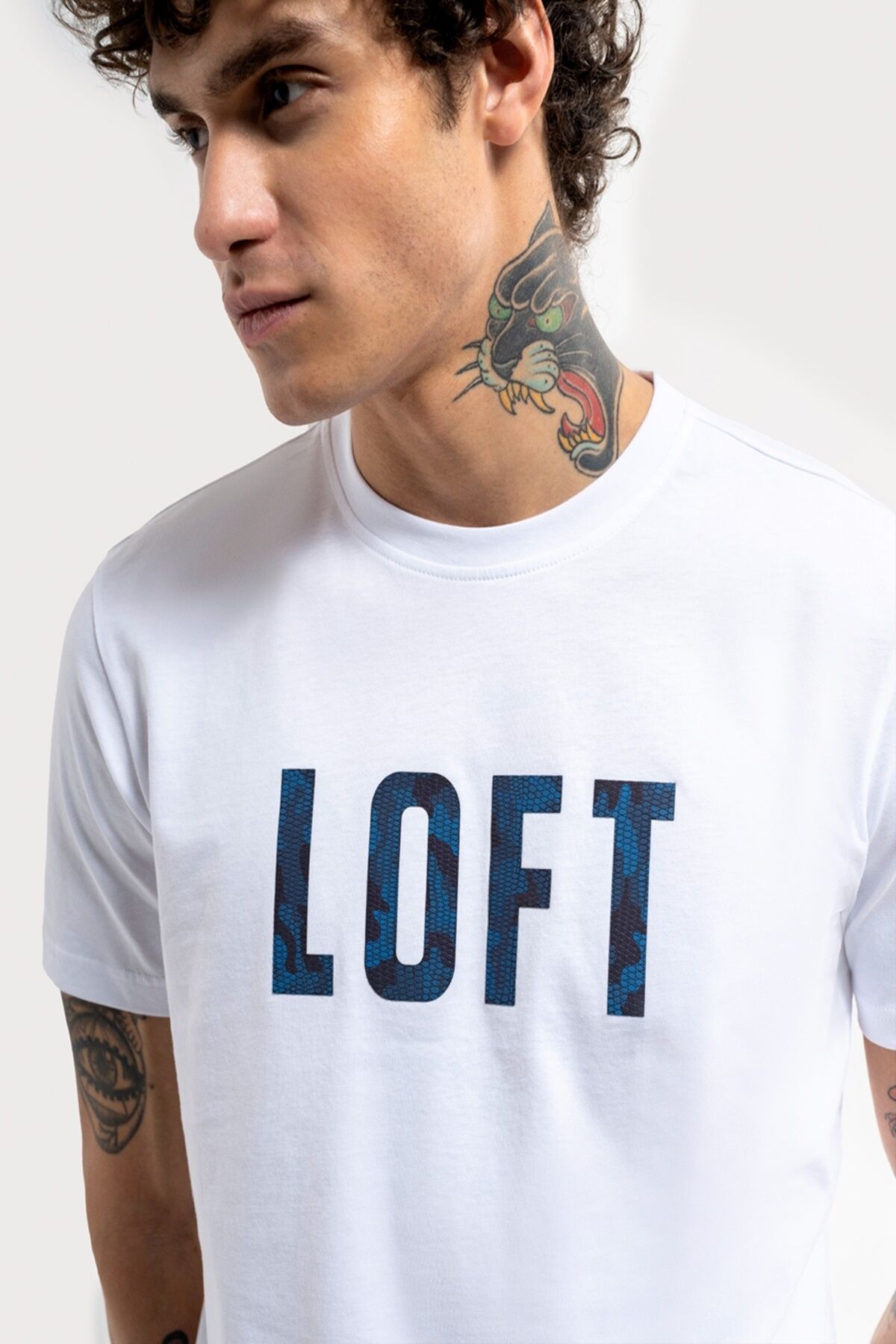 Loft 2035789 Beyaz Erkek Regular Fit Bisiklet Yaka Normal Kesim Loft Baskılı %100 Pamuk Tşört