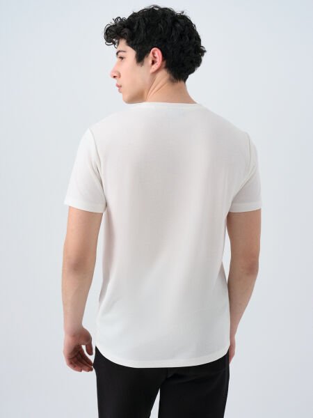 Loft 2038850 Ekru Erkek Regular Fit Bisiklet Yaka T-shirt