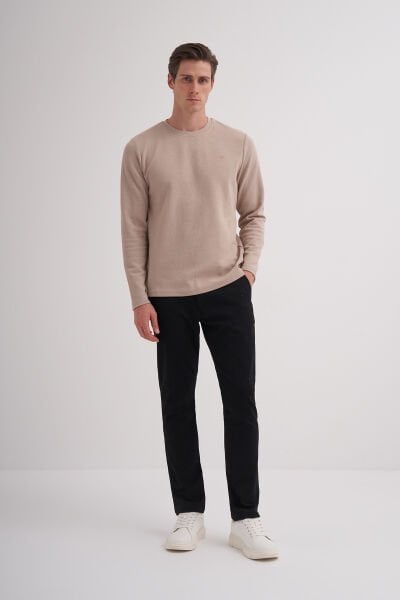 Cazador 24KCEEO05153 Bej Erkek Bisiklet Yaka İki İplik Waffle Sweat