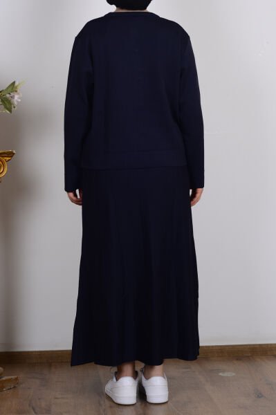 Armine 25YTD6120 Lacivert Kadın Cep Detaylı Etekli Triko Takım
