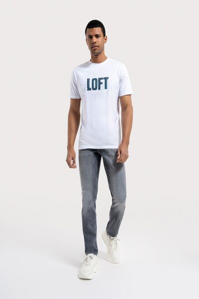 Loft 2036408 Beyaz Erkek Regular Fit Bisiklet Yaka Normal Kesim Loft Baskılı %100 Pamuk Tşört