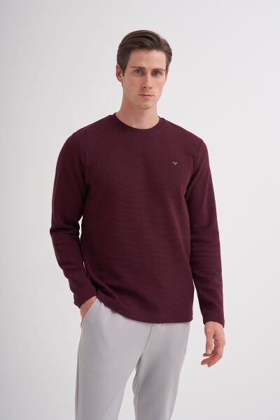 Cazador 24KCEEO05153 Bordo Erkek Bisiklet Yaka İki İplik Waffle Sweat