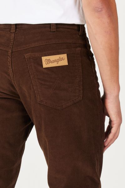 Wrangler W12SEC455 Texas Silim Kahverengi Erkek Normal Bel Normal Paça Kadife Pantalon