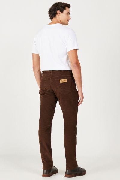 Wrangler W12SEC455 Texas Silim Kahverengi Erkek Normal Bel Normal Paça Kadife Pantalon