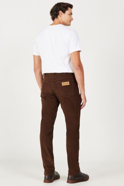 Wrangler W12SEC455 Texas Silim Kahverengi Erkek Normal Bel Normal Paça Kadife Pantalon