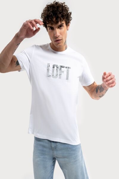 Loft 2035332 Beyaz Erkek Regular Fit Bisiklet Yaka Normal Kesim Loft Baskılı %100 Pamuk Tşört