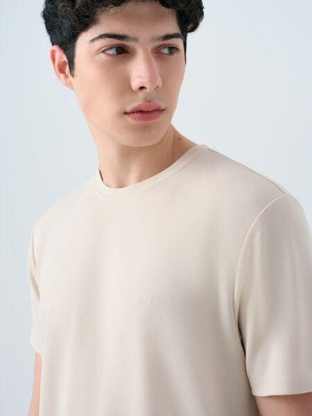 Loft 2038850 Taş Erkek Regular Fit Bisiklet Yaka T-shirt