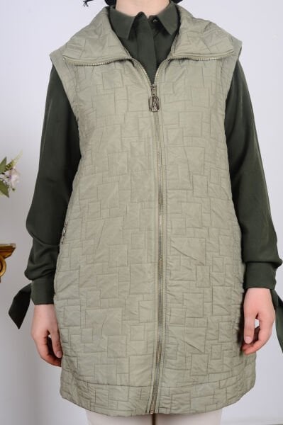 Armine 25KT535 Haki Kadın Sıfır Kol Cep Detaylı Yelek