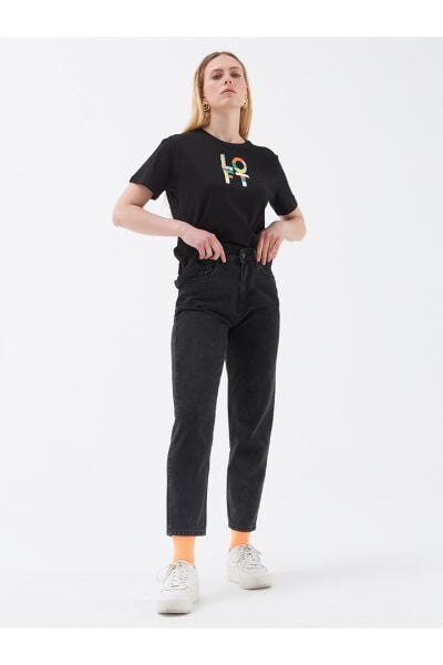 Loft 2029585 Kadın Füme Mom Jean Pantolon