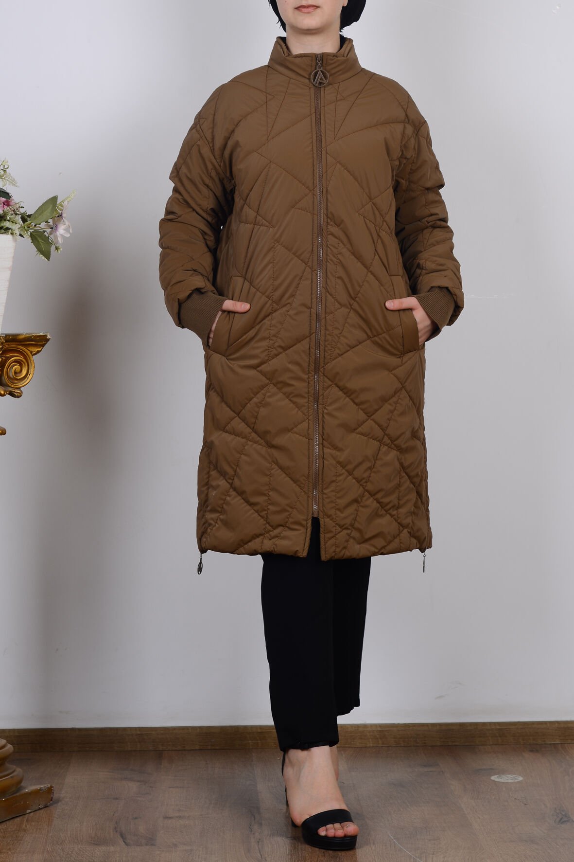 Armine 24KT726 Taba Kadın Astarlı Kapitone Mont