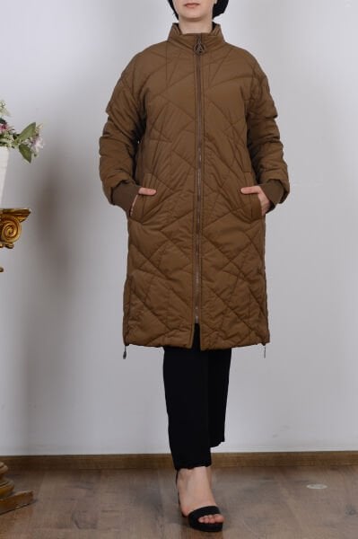 Armine 24KT726 Taba Kadın Astarlı Kapitone Mont