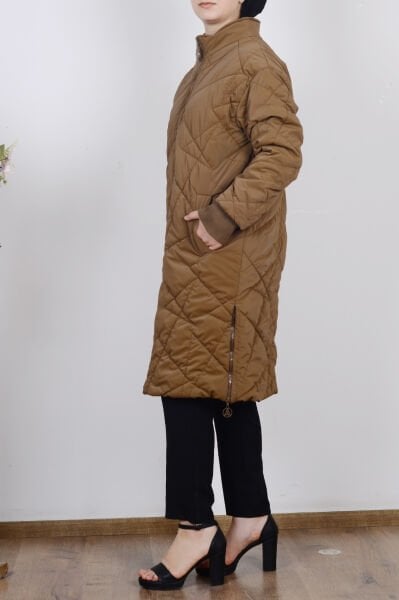 Armine 24KT726 Taba Kadın Astarlı Kapitone Mont